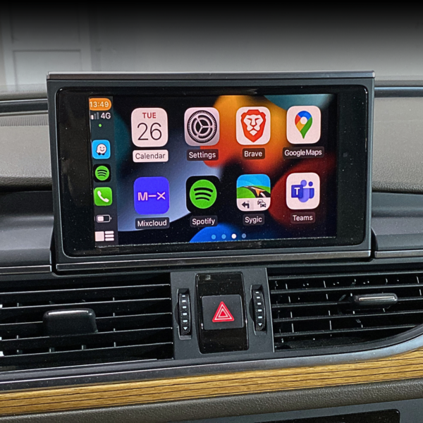 Apple CarPlay ir Android Auto integracija Audi MMI RMC A6 A7 Q3 (2011 - 2018) modeliams