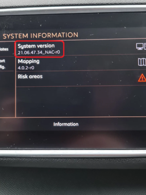 Peugeot NAC version info