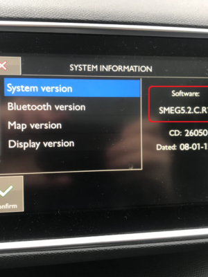 Peugeot SMEG version info