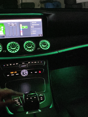 Mercedes W213 LED ambient vents turbine green