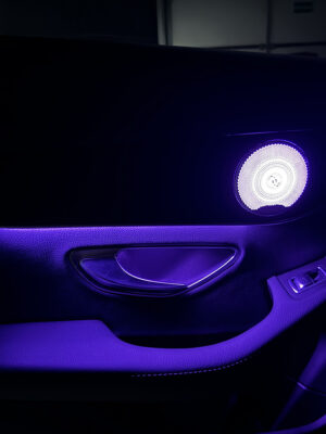 Mercedes c class burmester speaker cover blue