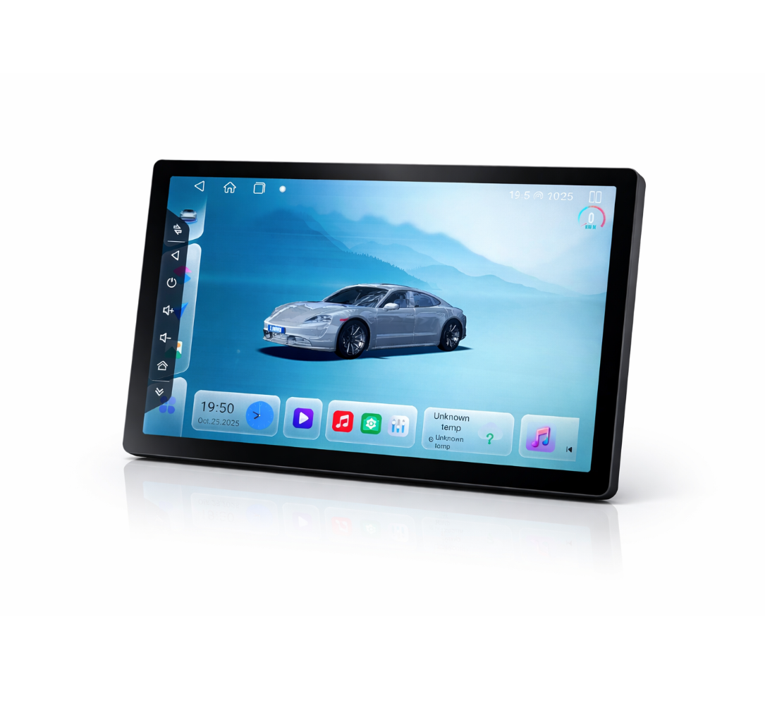 Universalus besisukantis 12 colių Android 14 liečiamas ekranas multimedija su belaidžiu Apple CarPlay ir Android Auto